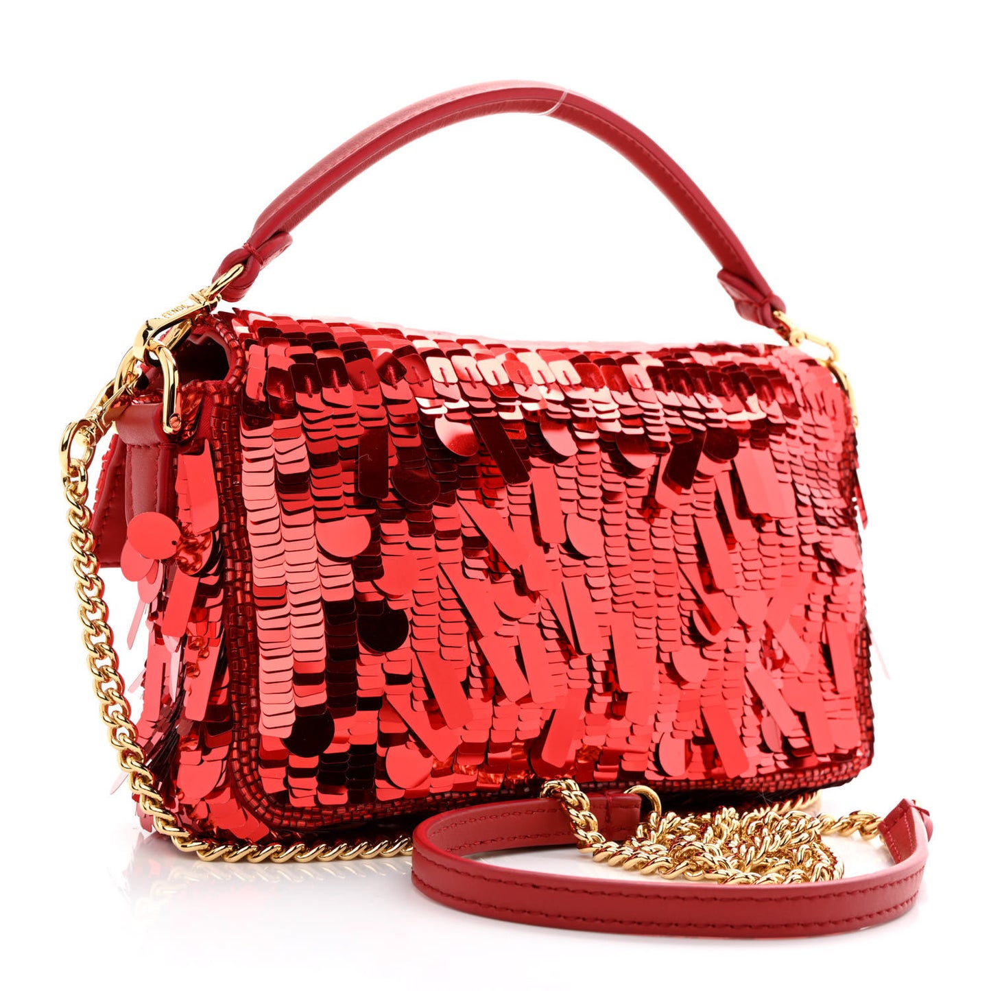 Sequin Paillettes Vitello Grace Sex and the City Mini Baguette Mattone