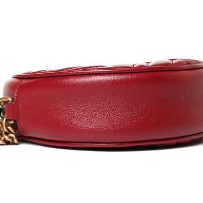 Gucci Glazed Calfskin Matelasse Heart Mini GG Marmont Round Shoulder Bag Romantic Cerise 9 of 10