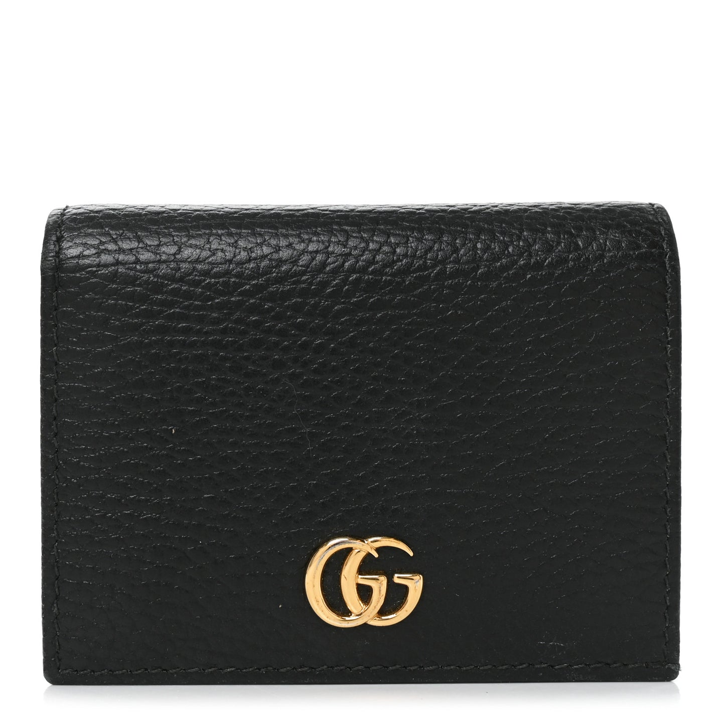 Pebbled Calfskin GG Marmont Card Case Black