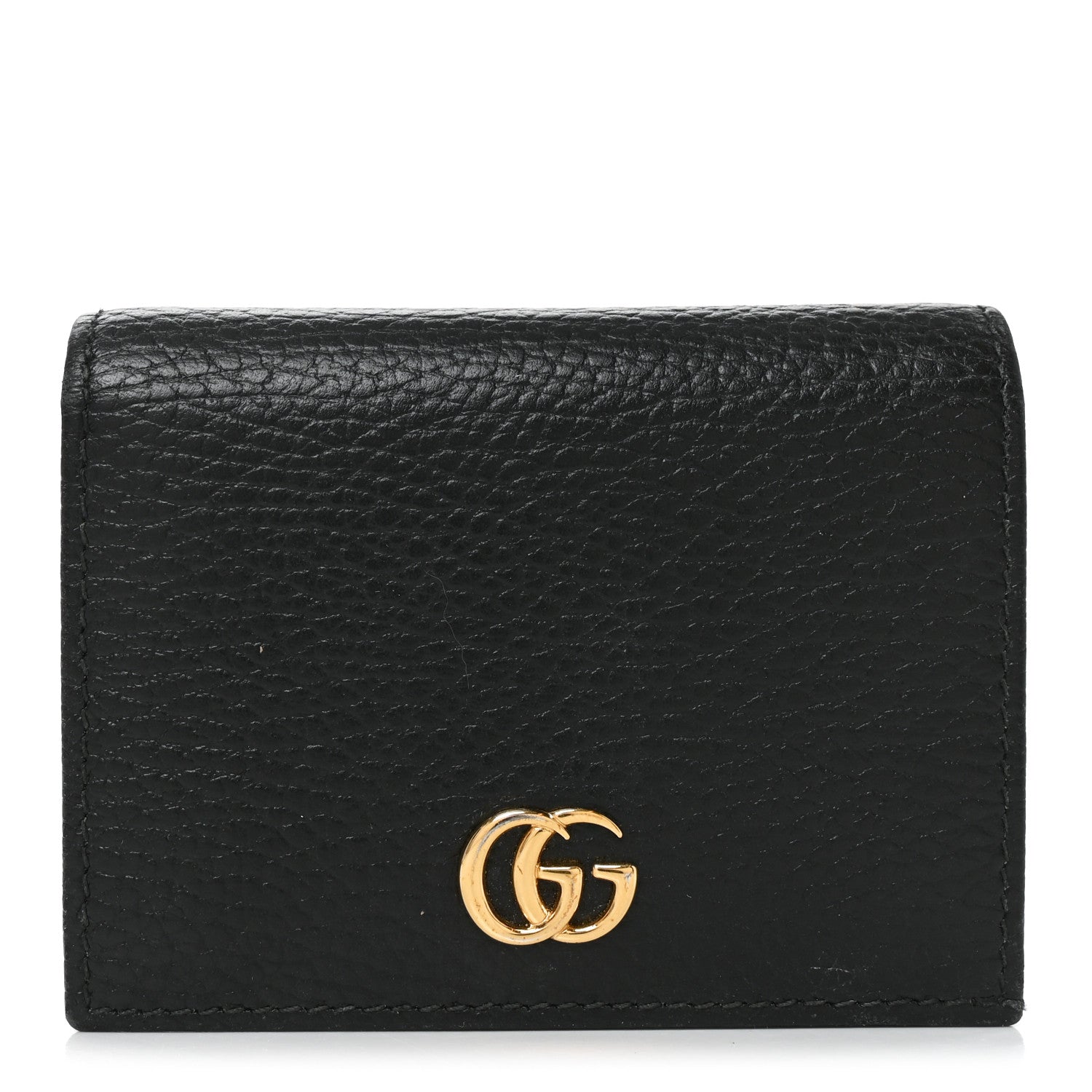 Gucci Pebbled Calfskin GG Marmont Card Case Black 1 of 7