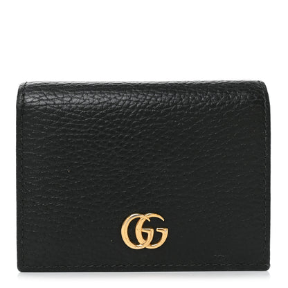 Gucci Pebbled Calfskin GG Marmont Card Case Black 1 of 7