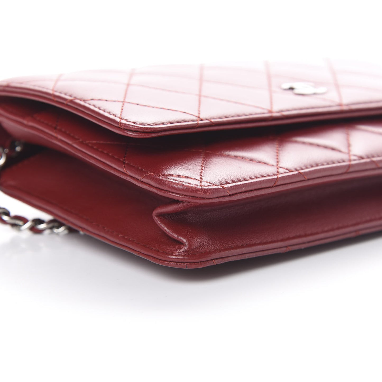 Lambskin Quilted Wallet on Chain WOC Red