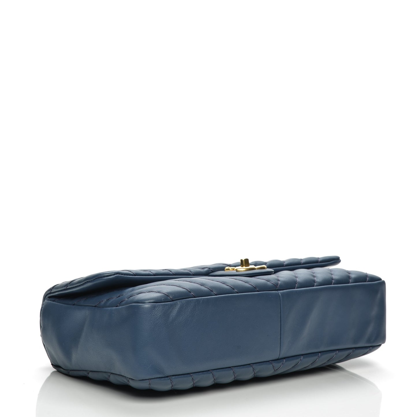 Calfskin Surpique Chevron Large Flap Blue