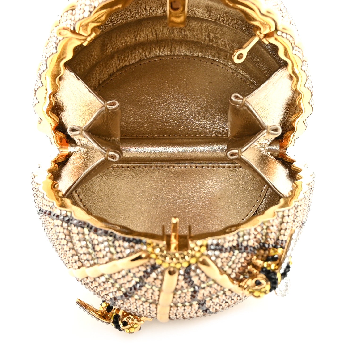 Judith Leiber Crystal Beehive Minaudiere Clutch Gold 5 of 12
