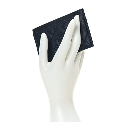 Chanel Caviar Quilted Diamond CC Card Holder Navy 2 of 9