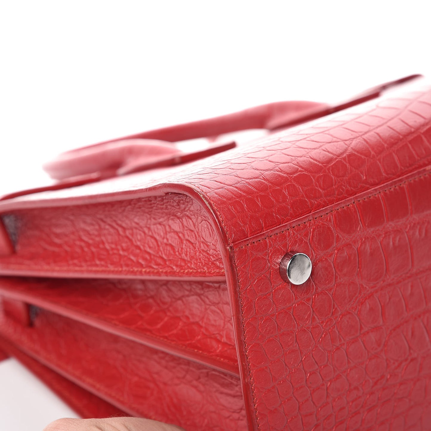 Calfskin Crocodile Embossed Small Sac De Jour Eros Red