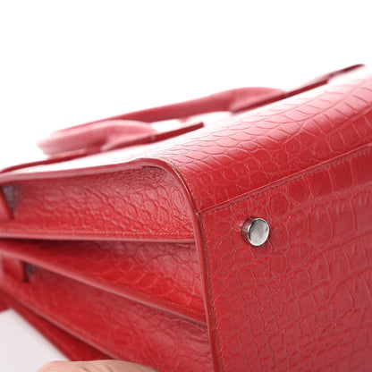 Saint Laurent Calfskin Crocodile Embossed Small Sac De Jour Eros Red 14 of 14