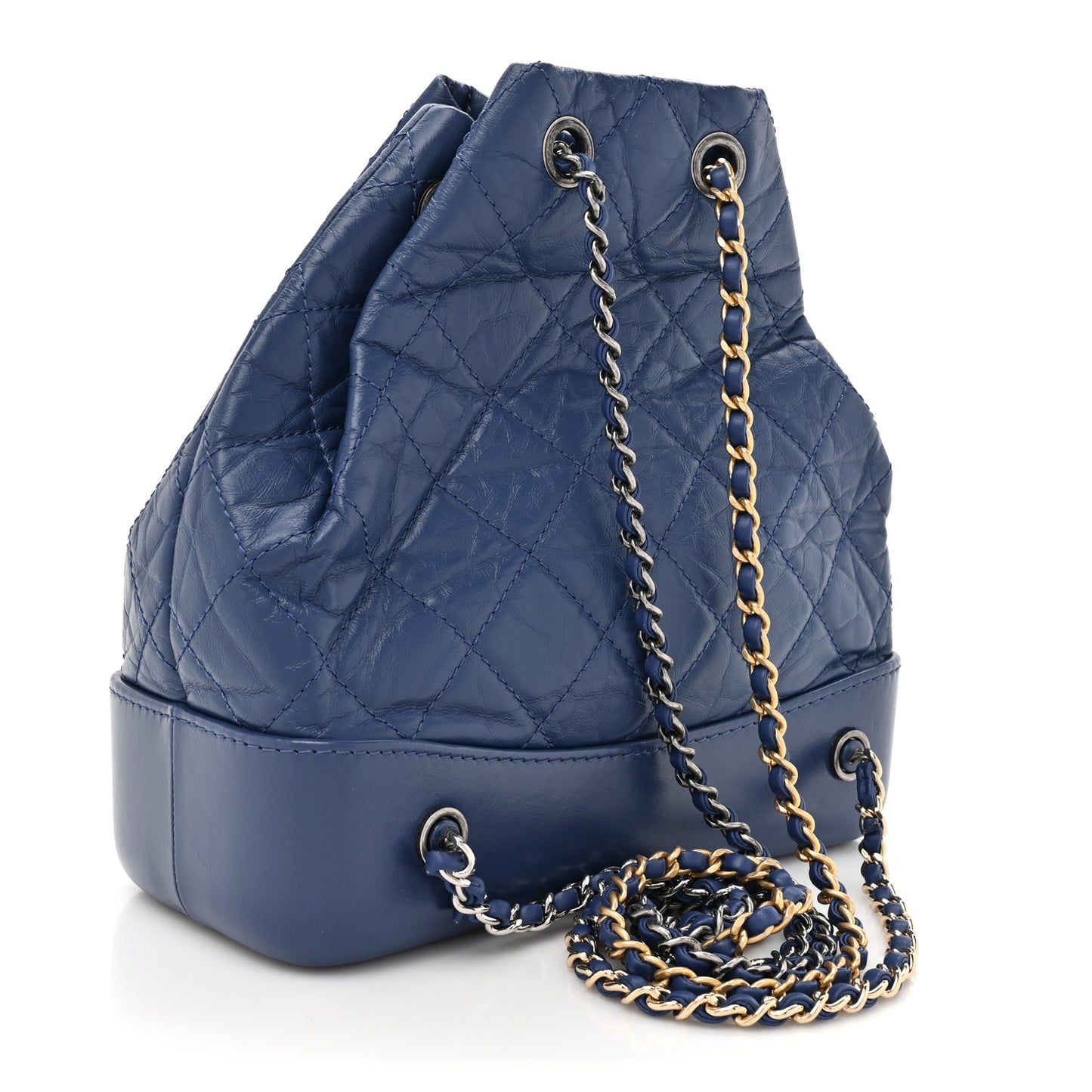 Aged Calfskin Quilted Small Gabrielle Backpack Navy