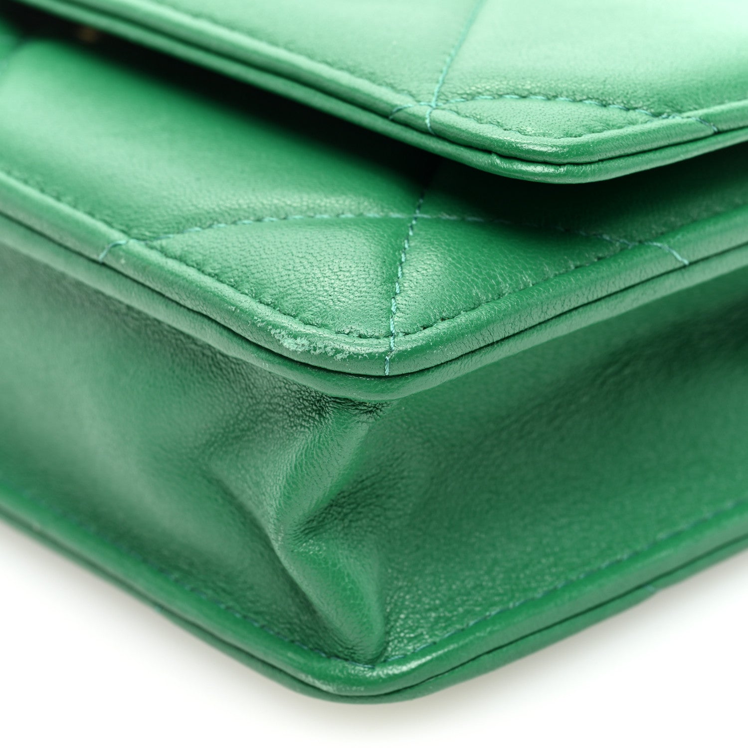 Chanel Lambskin Quilted Chanel 19 Wallet On Chain WOC Green 10 of 10