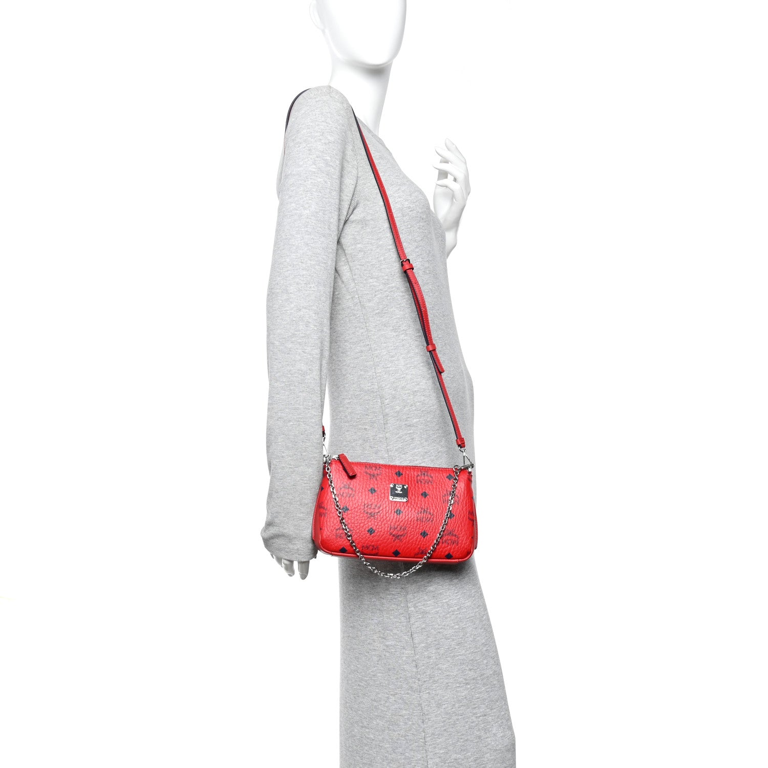 MCM Visetos Aren Crossbody Bag Red 2 of 10