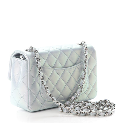 Chanel Iridescent Calfskin Quilted Mini Rectangular Flap Light Blue 3 of 9