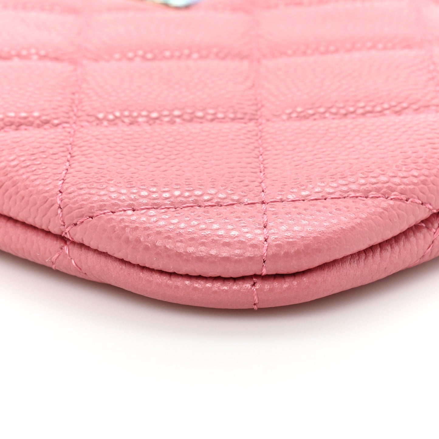 Caviar Quilted Small Cosmetic Case Pink