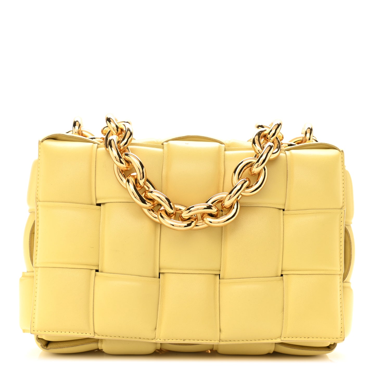 Lambskin Maxi Intreccio Padded Chain Cassette Crossbody Bag Butter