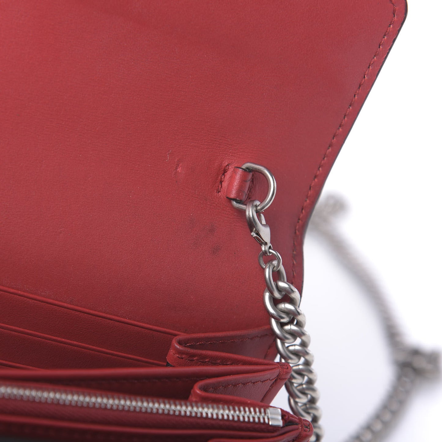 GG Supreme Monogram Mini Dionysus Chain Wallet Beige Vulcanic Red