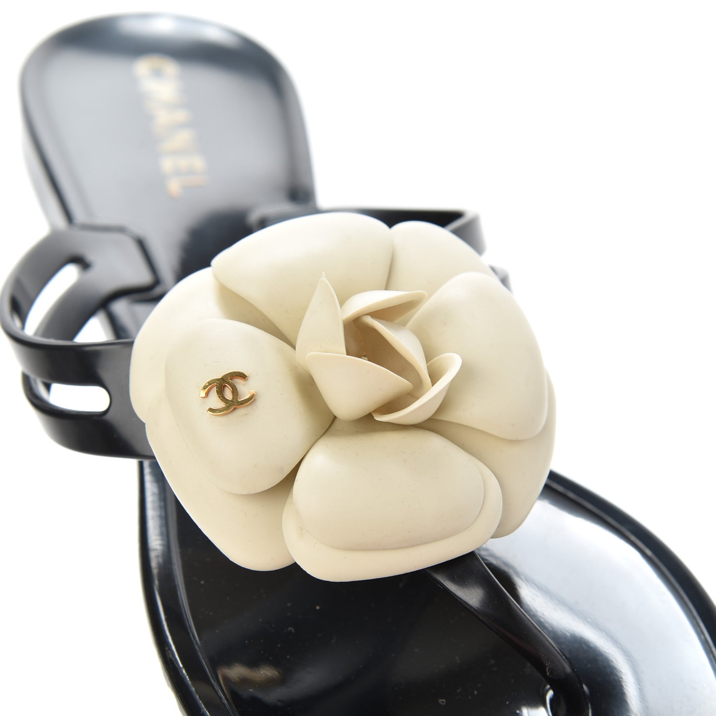 Jelly Camellia Thong Sandals 39 Black Ivory