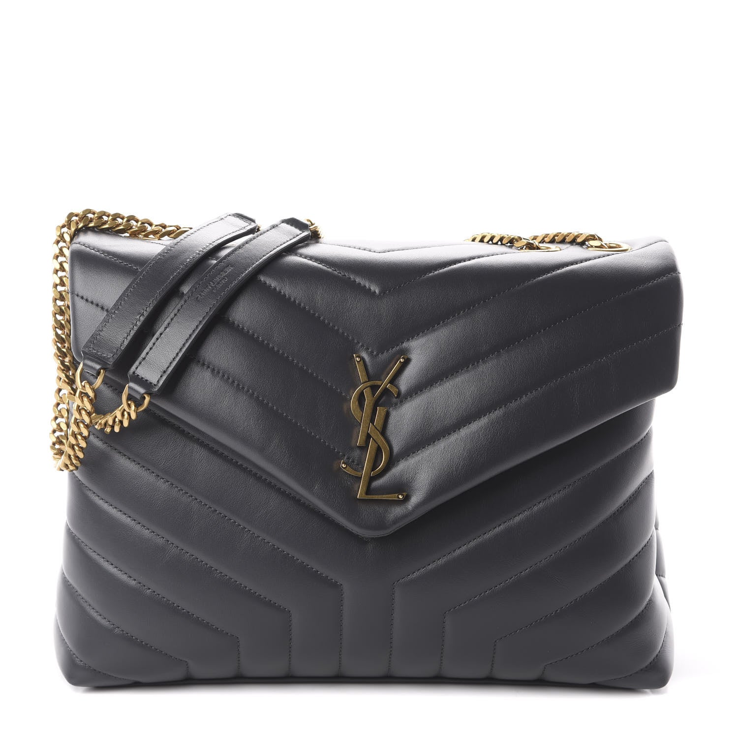 Saint Laurent Calfskin Y Quilted Monogram Medium Loulou Chain Satchel Asphalt 1 of 8