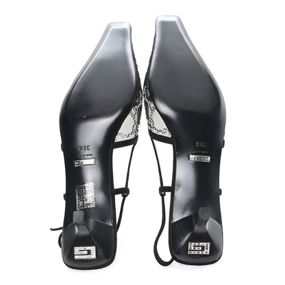 Gucci Tela Retino Kid Scamosciato Crystal GG Monogram Square G 35mm Slingback Pumps 39.5 Black 6 of 9