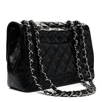 Chanel Crinkled Patent Quilted Jumbo Single Flap Black 3 of 9