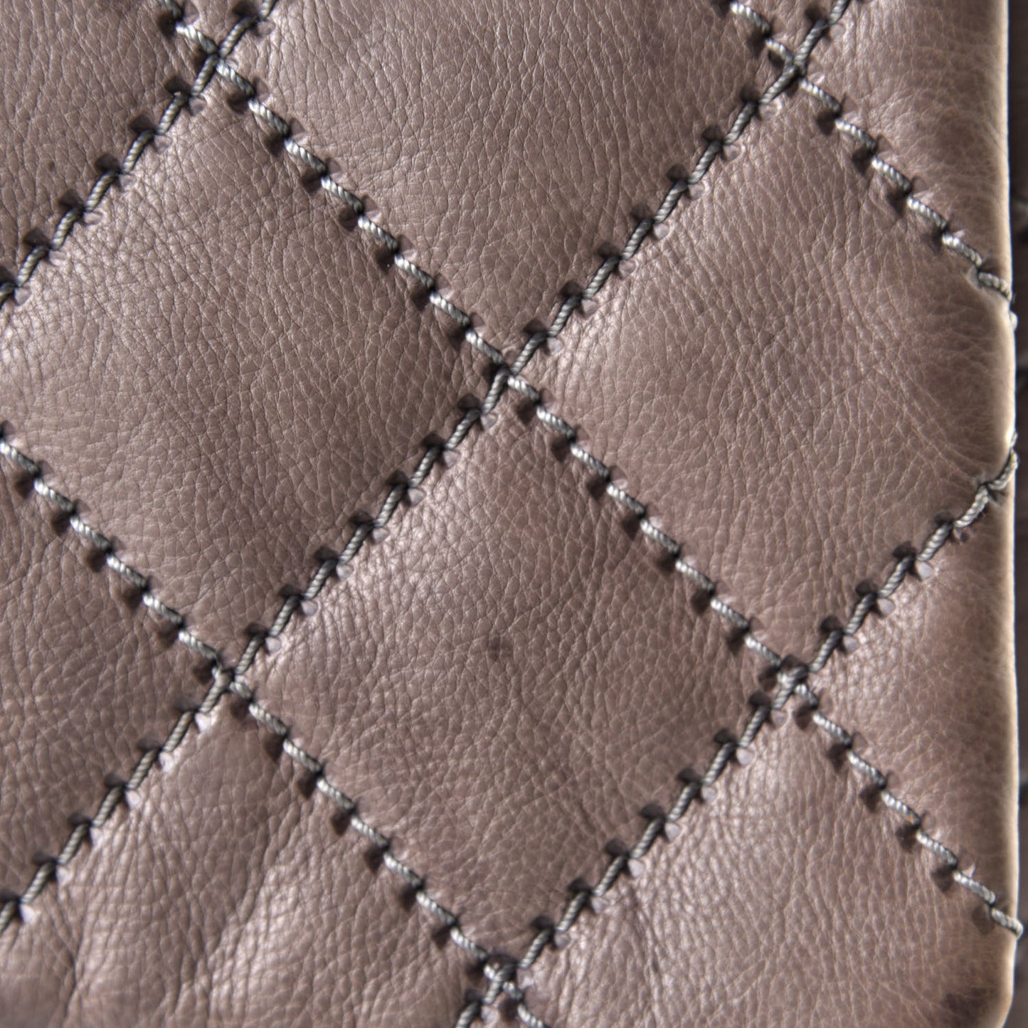 Calfskin Quilted Large Retro Chain Flap Grey