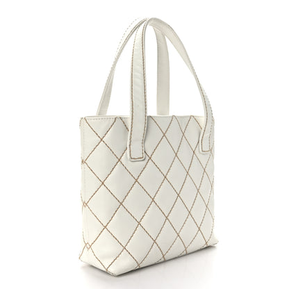 Chanel Calfskin Wild Stitch Tote White 3 of 13