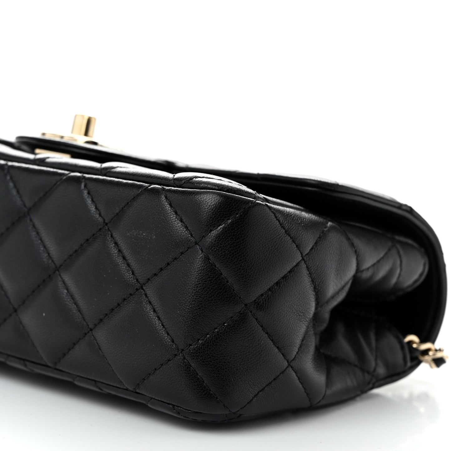 Lambskin Quilted Mini Crystal Top Handle Rectangular Flap Black
