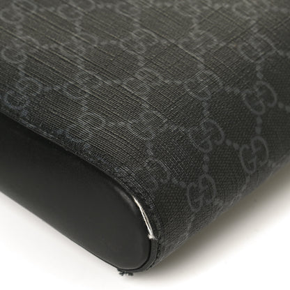 Gucci GG Supreme Monogram Appia Calfskin Web Flat Messenger Bag Black Grey 12 of 12