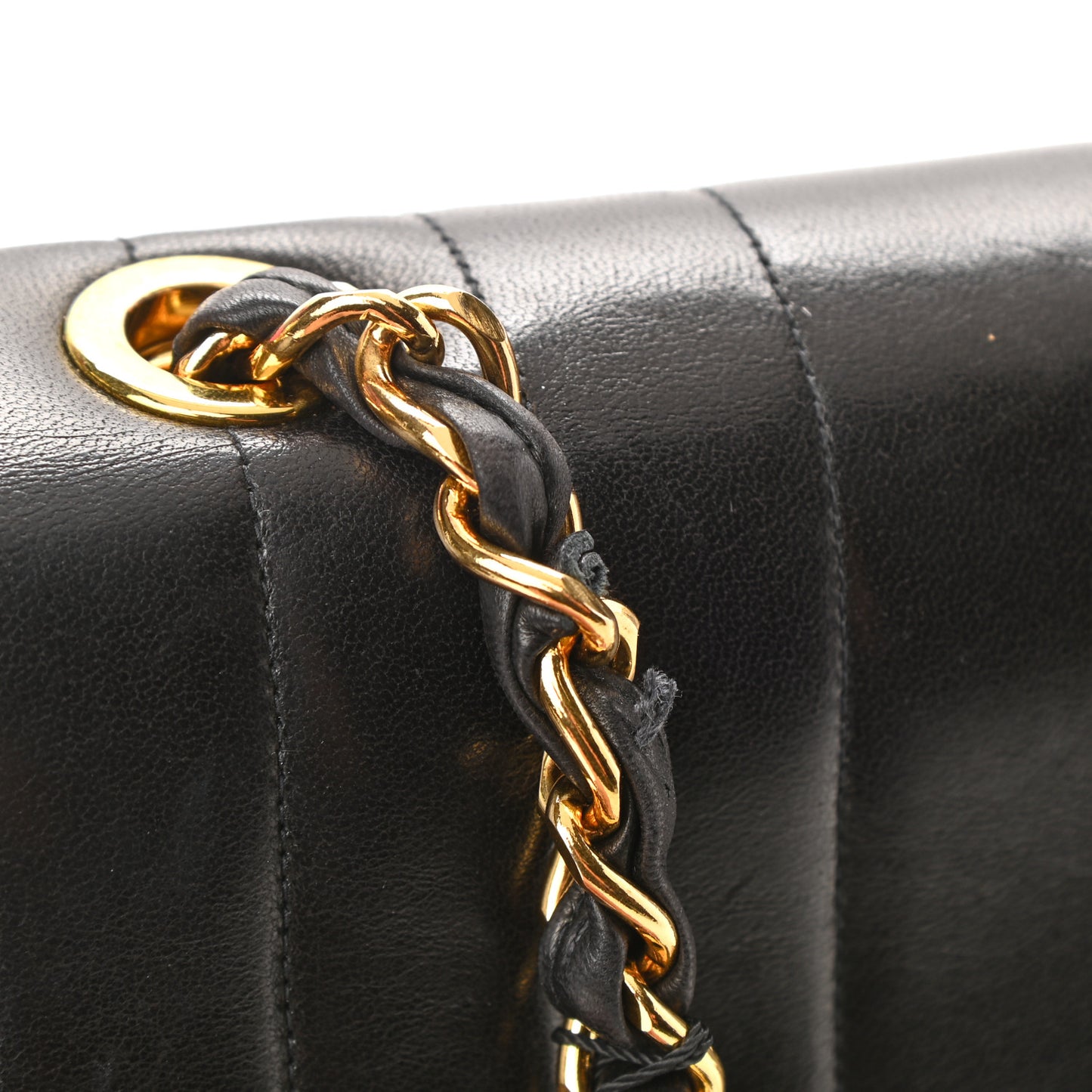 Lambskin Vertical Quilt Jumbo Single Flap Black