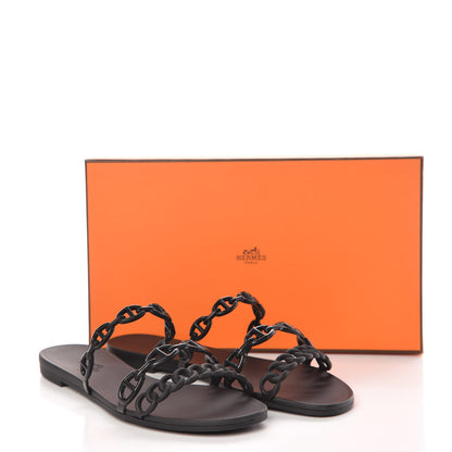 Hermes Rubber Chaine d'Ancre Rivage Sandals 37 Black 8 of 8