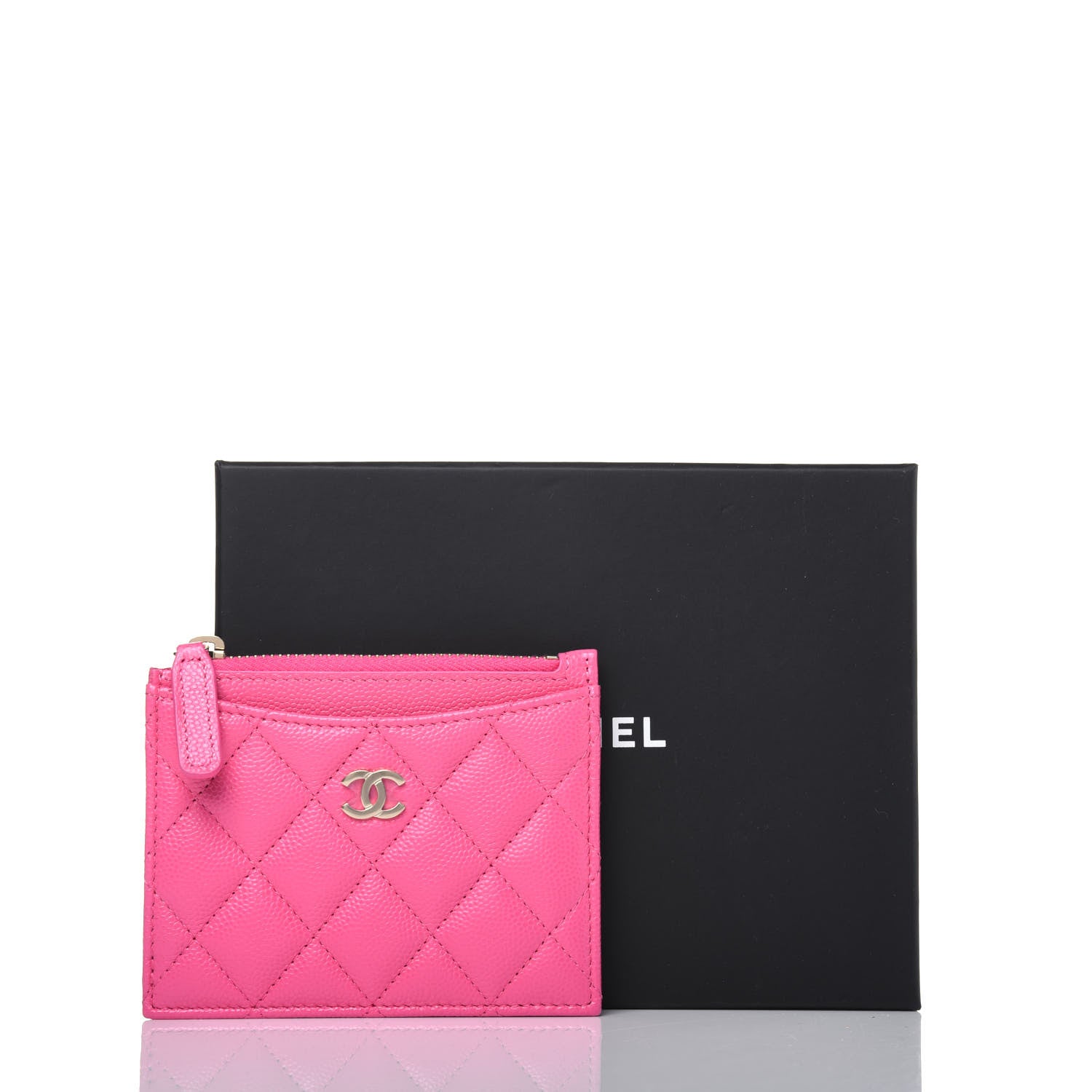 Chanel Caviar Quilted CC Zip Card Holder Pink 11 of 11