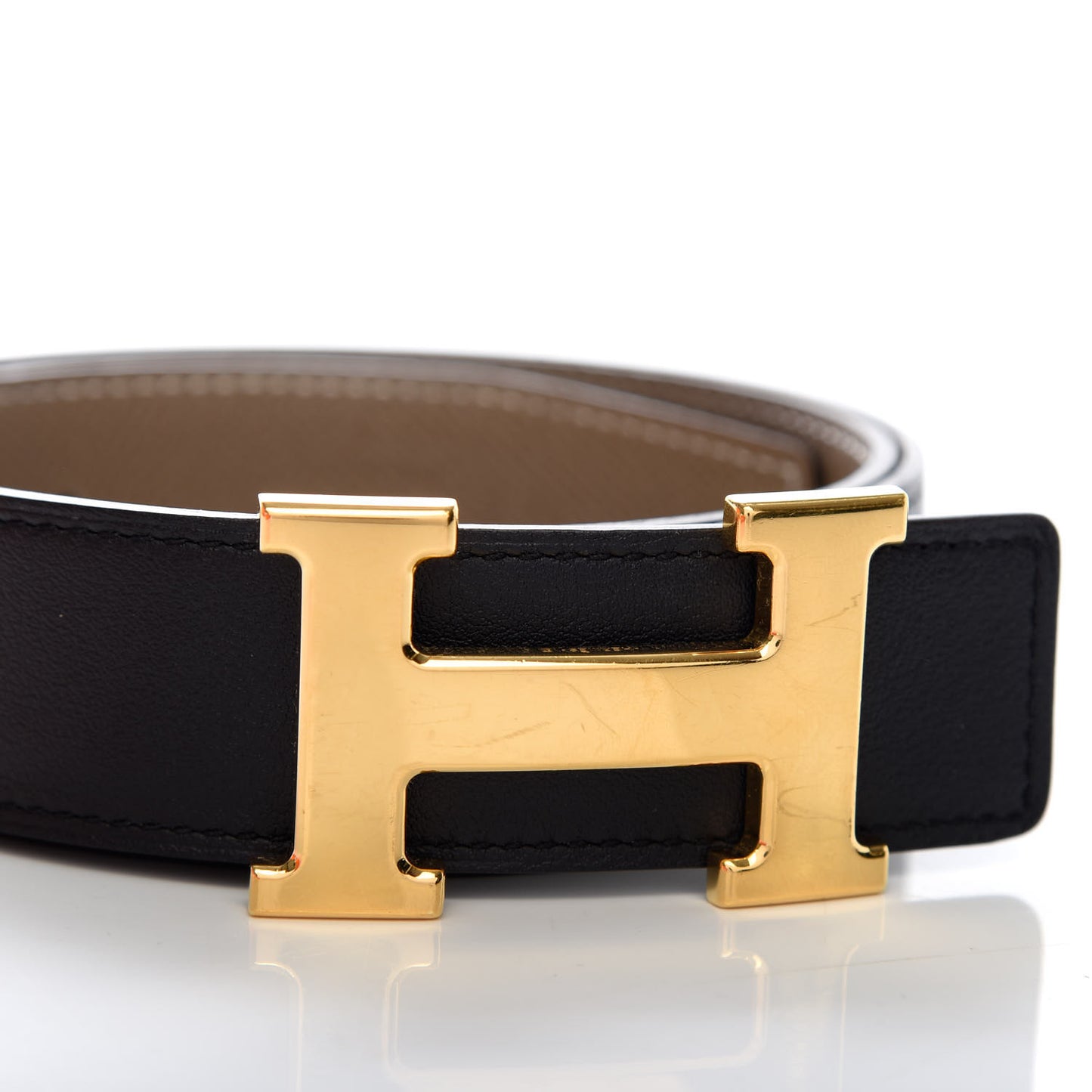 Swift Epsom 32mm H Belt 85 Black Etoupe