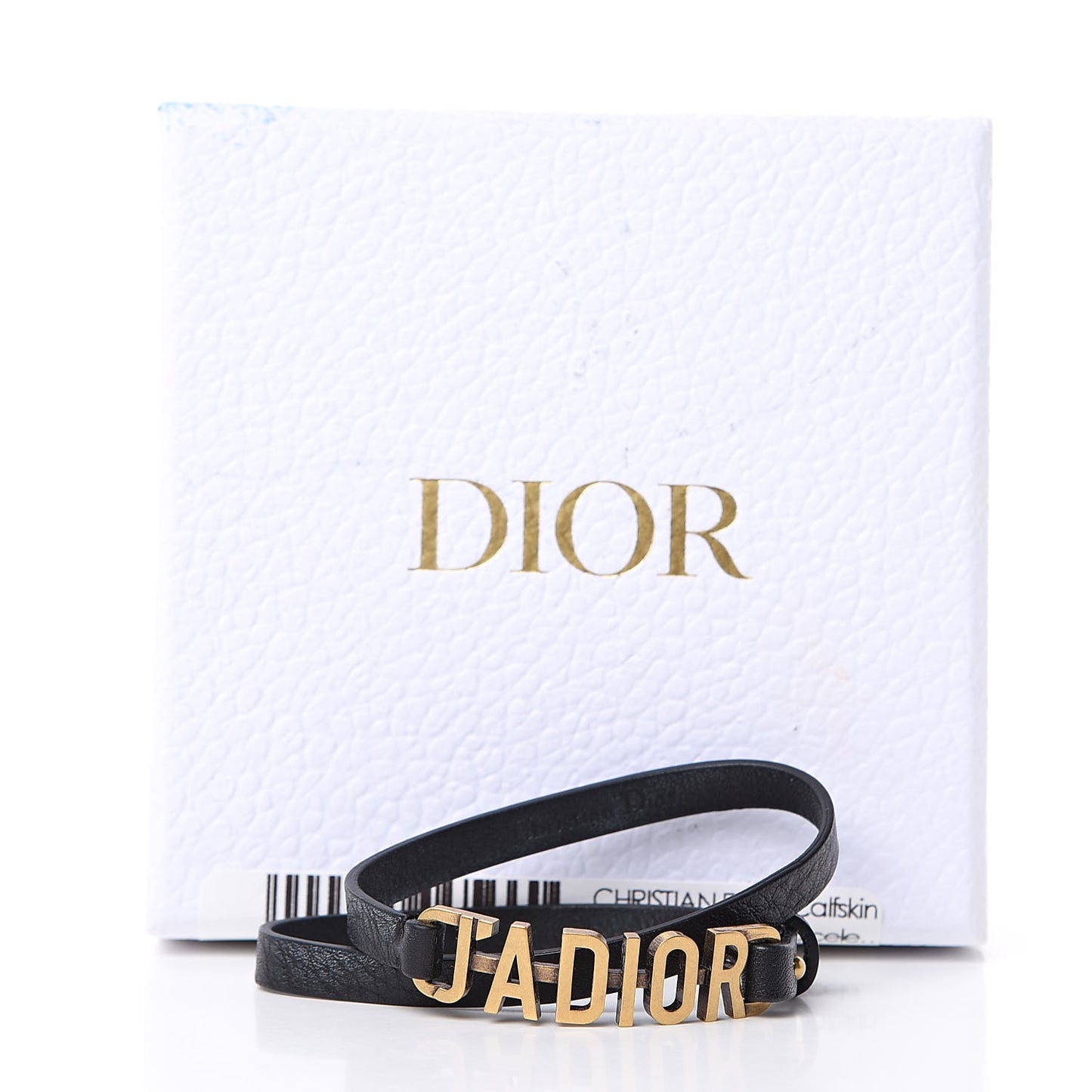 Calfskin J'adior Double Bracelet Black