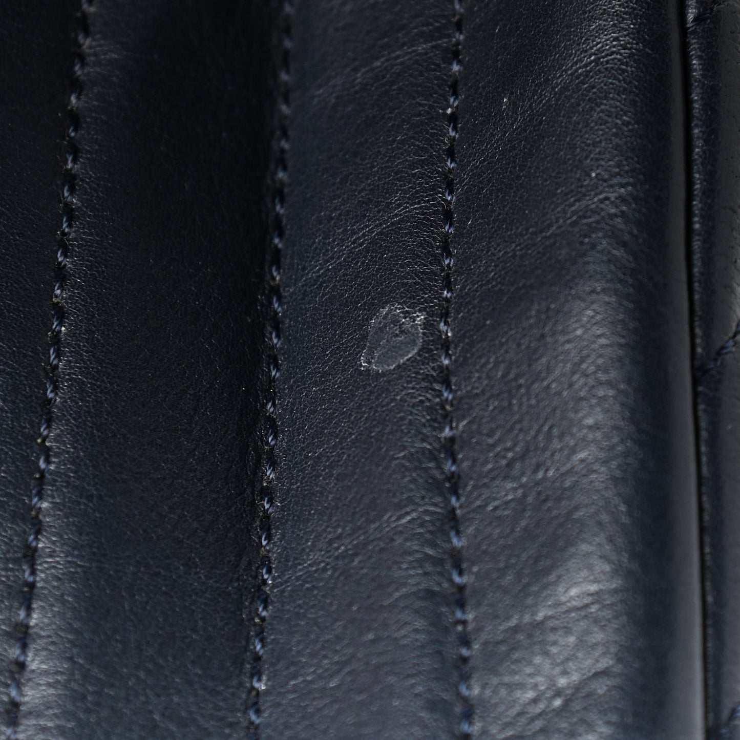 Calfskin Chevron Quilted Small Statement Flap Navy