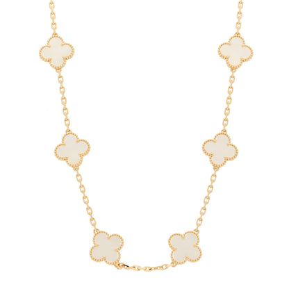 Van Cleef & Arpels 18K Yellow Gold Mother of Pearl 10 Motifs Vintage Alhambra Necklace 1 of 7