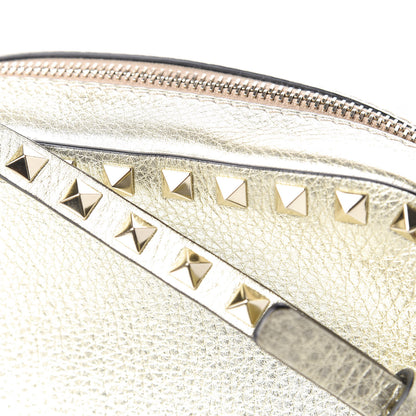 Valentino Garavani Metallic Pebbled Calfskin Rockstud Camera Crossbody Bag Platino 10 of 10