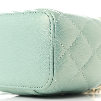 Chanel Iridescent Caviar Quilted Mini Pearl On Top Vanity Case With Chain Green 10 of 11