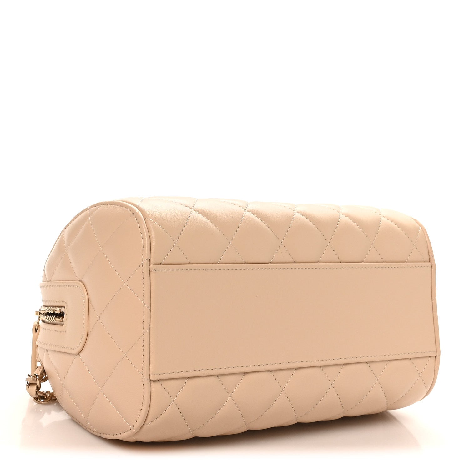 Chanel Lambskin Quilted Barrel Clutch With Chain Light Beige 4 of 10