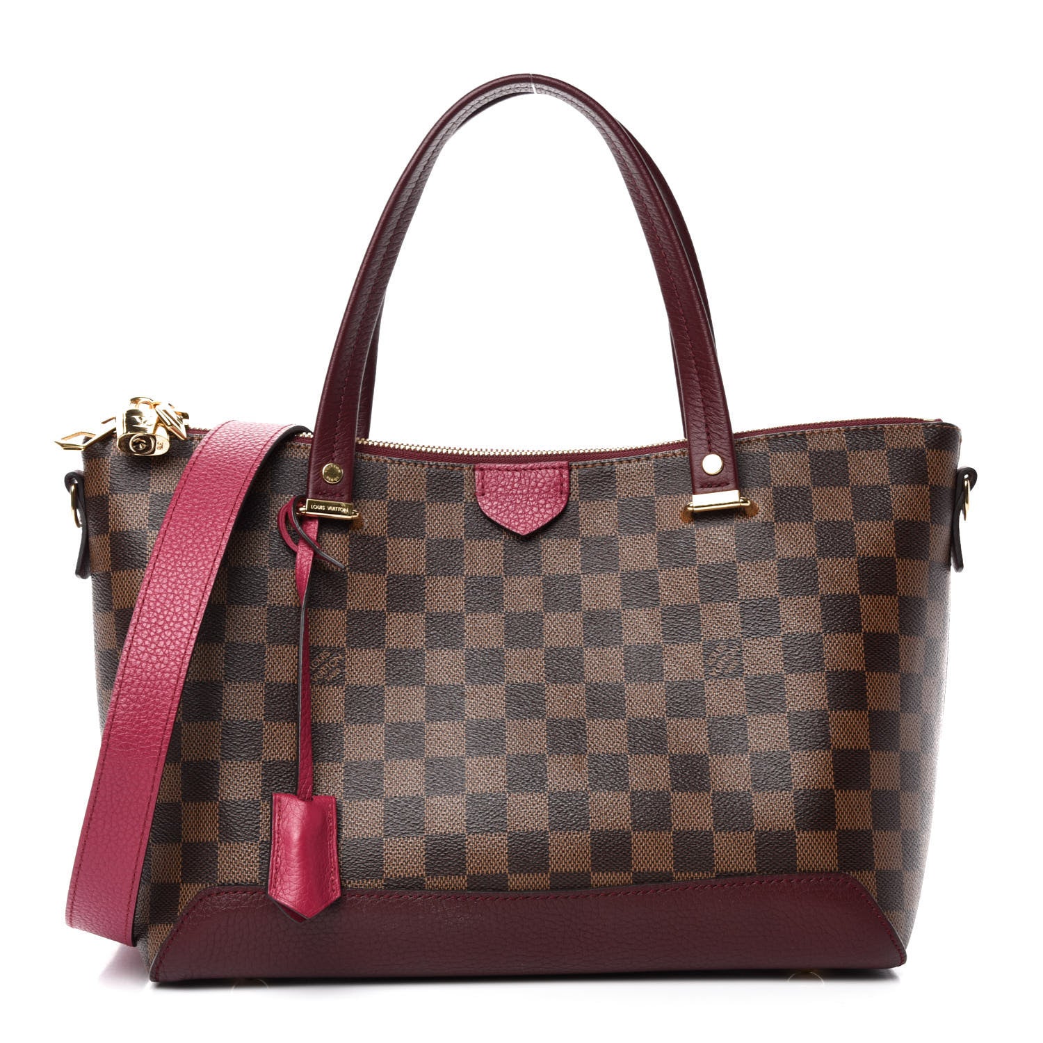 Louis Vuitton Damier Ebene Cuir Taurillon Hyde Park Fuchsia 1 of 11