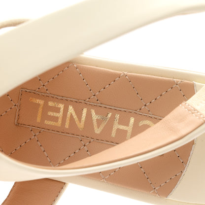 Chanel Lambskin Chain CC Thong Sandals 39 Ivory 8 of 10