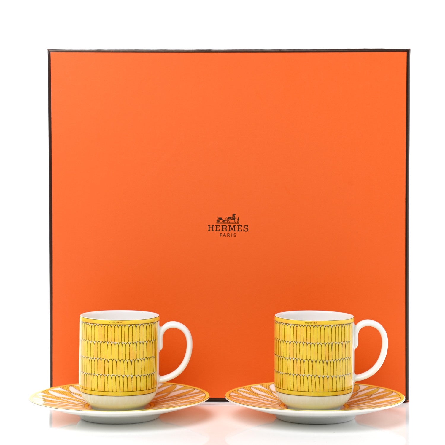 Hermes Porcelain Soleil d'Hermes Coffee Cup and Saucer Set Of 2 10 of 10