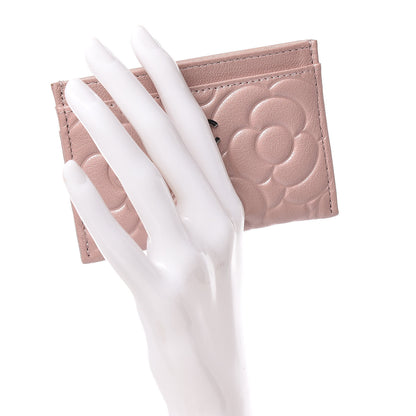 Chanel Goatskin Camellia Embossed Card Holder Light Pink 2 of 9