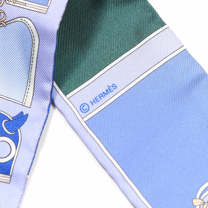 Hermes Silk Camails Twilly Scarf Lavande Vert Bleu 4 of 4
