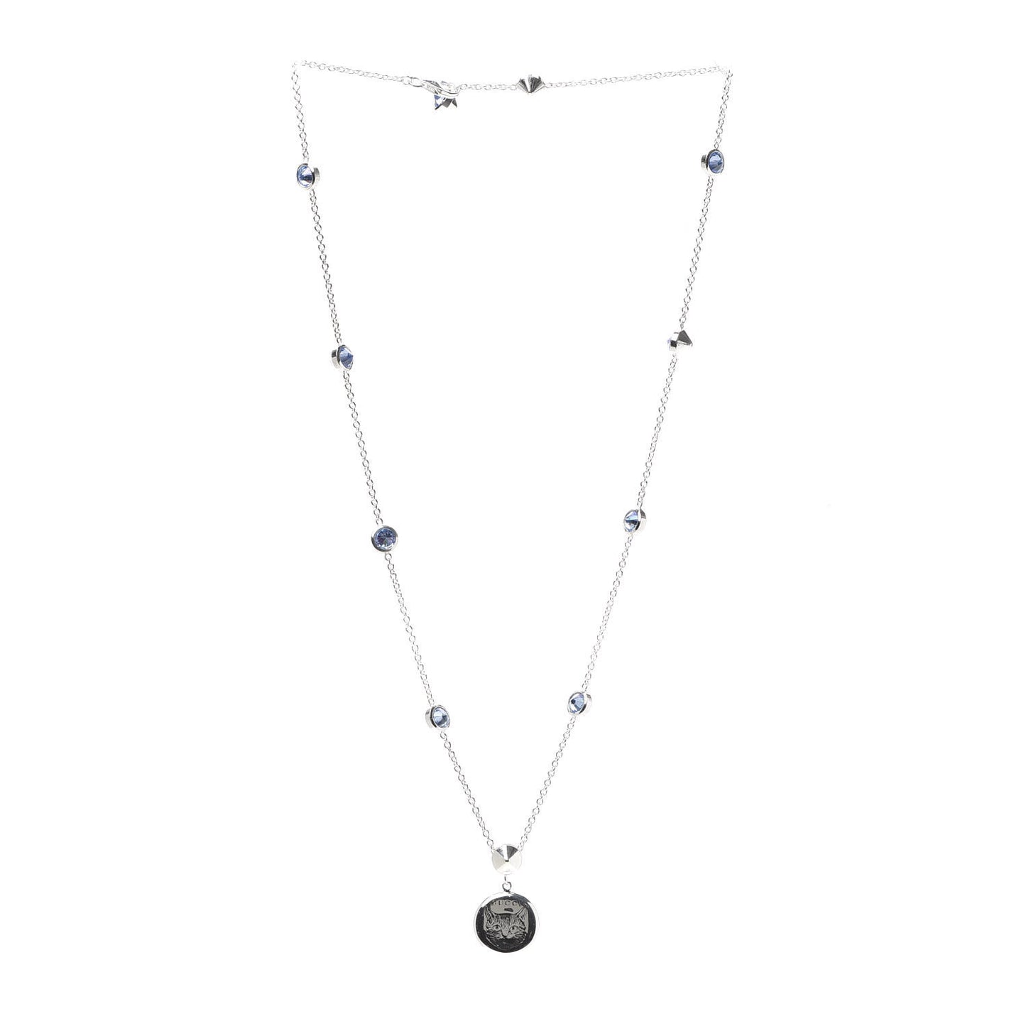Sterling Silver Blue Zirconia Blind For Love Pendant Necklace