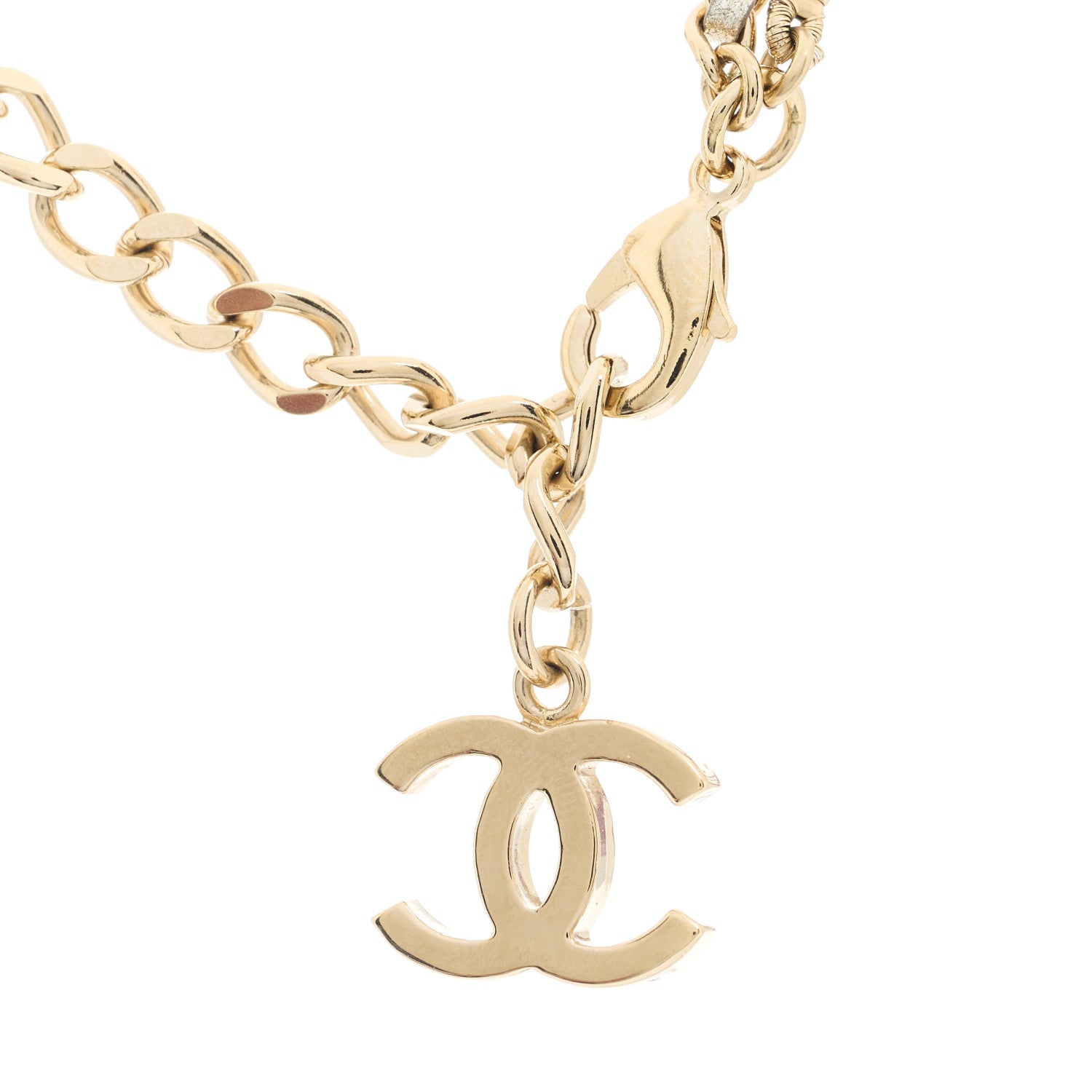 Chanel Pearl Crystal Baguette Lambskin CC Double Strand Necklace Gold White 2 of 5