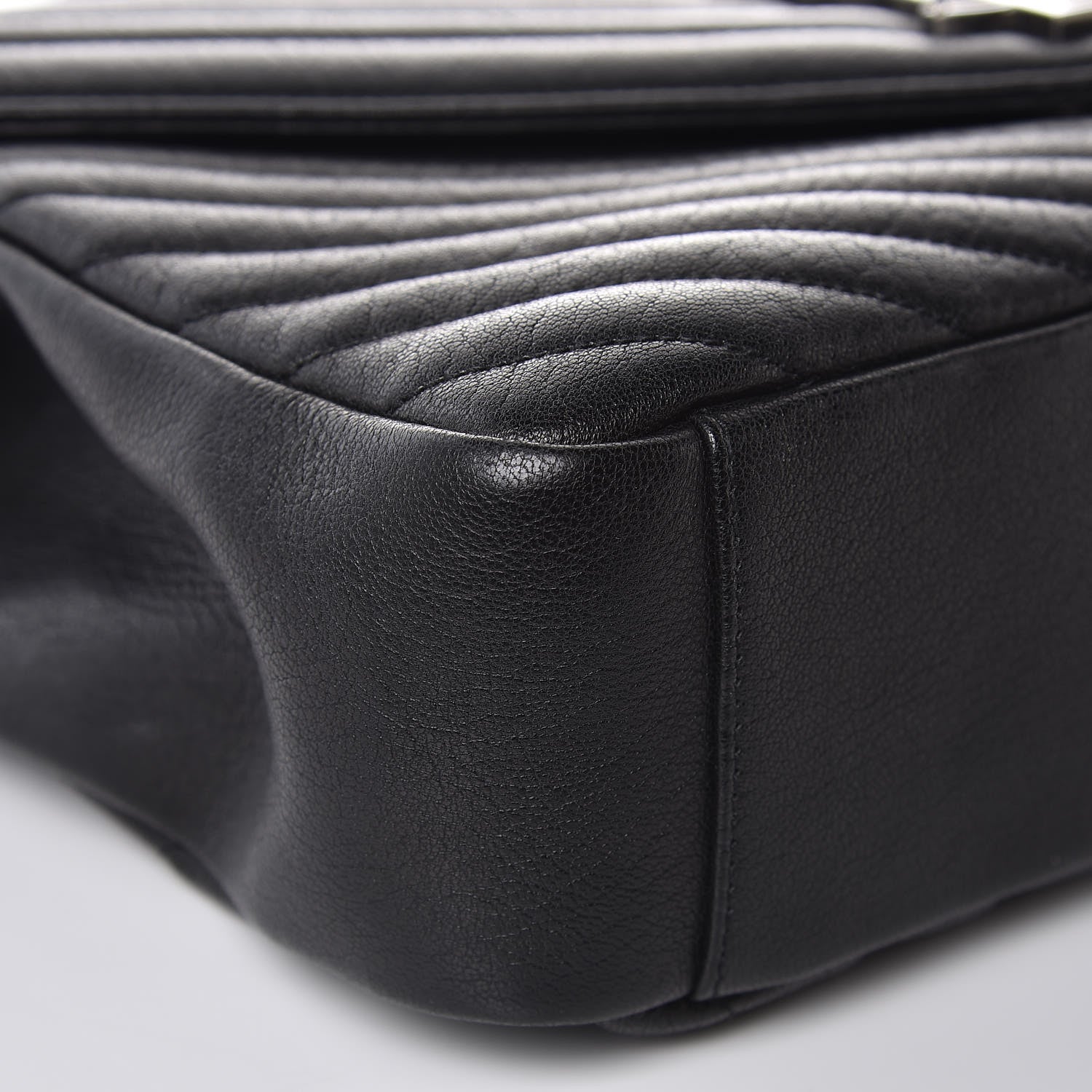 Saint Laurent Sheepskin Matelasse Chevron Monogram Large College Satchel Black 7 of 10