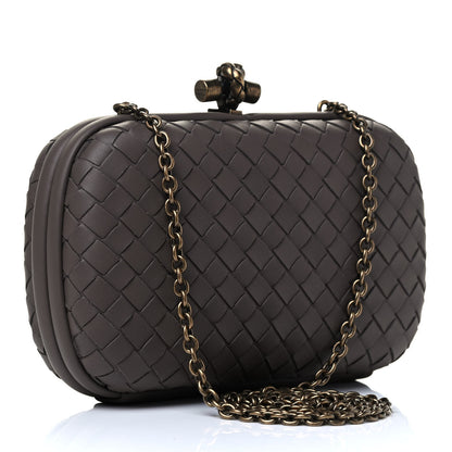 Bottega Veneta Nappa Intrecciato Chain Knot Clutch New Steel 2 of 4