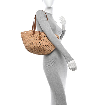 Saint Laurent Raffia Calfskin Small Panier Tote Naturel 2 of 12