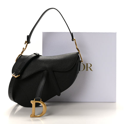 Christian Dior Grained Calfskin Saddle Bag With Strap Black 10 of 10