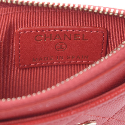 Chanel Caviar Quilted CC Zip Card Holder Red 6 of 8