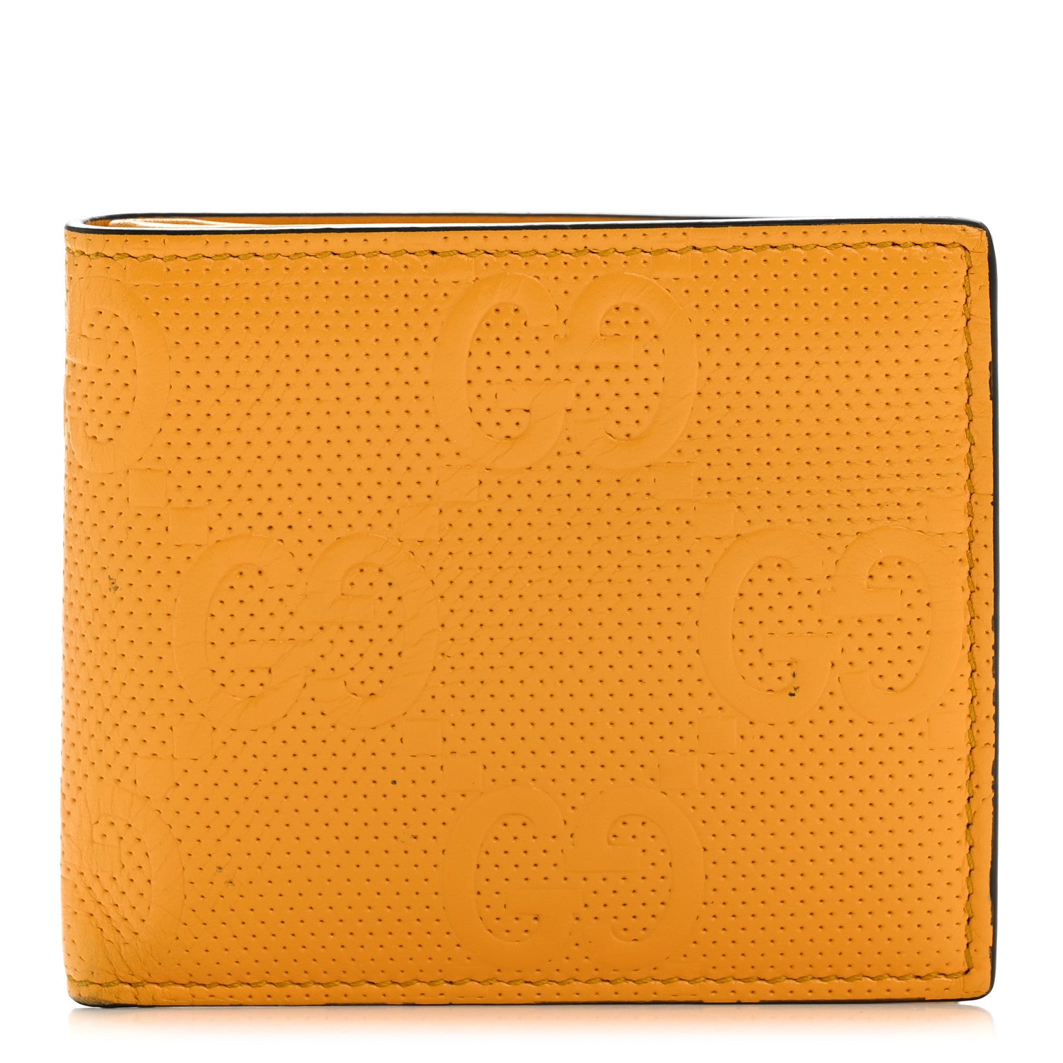 Gucci Calfskin GG Tennis Embossed Bi-Fold Wallet Yellow Tangerine 1 of 12