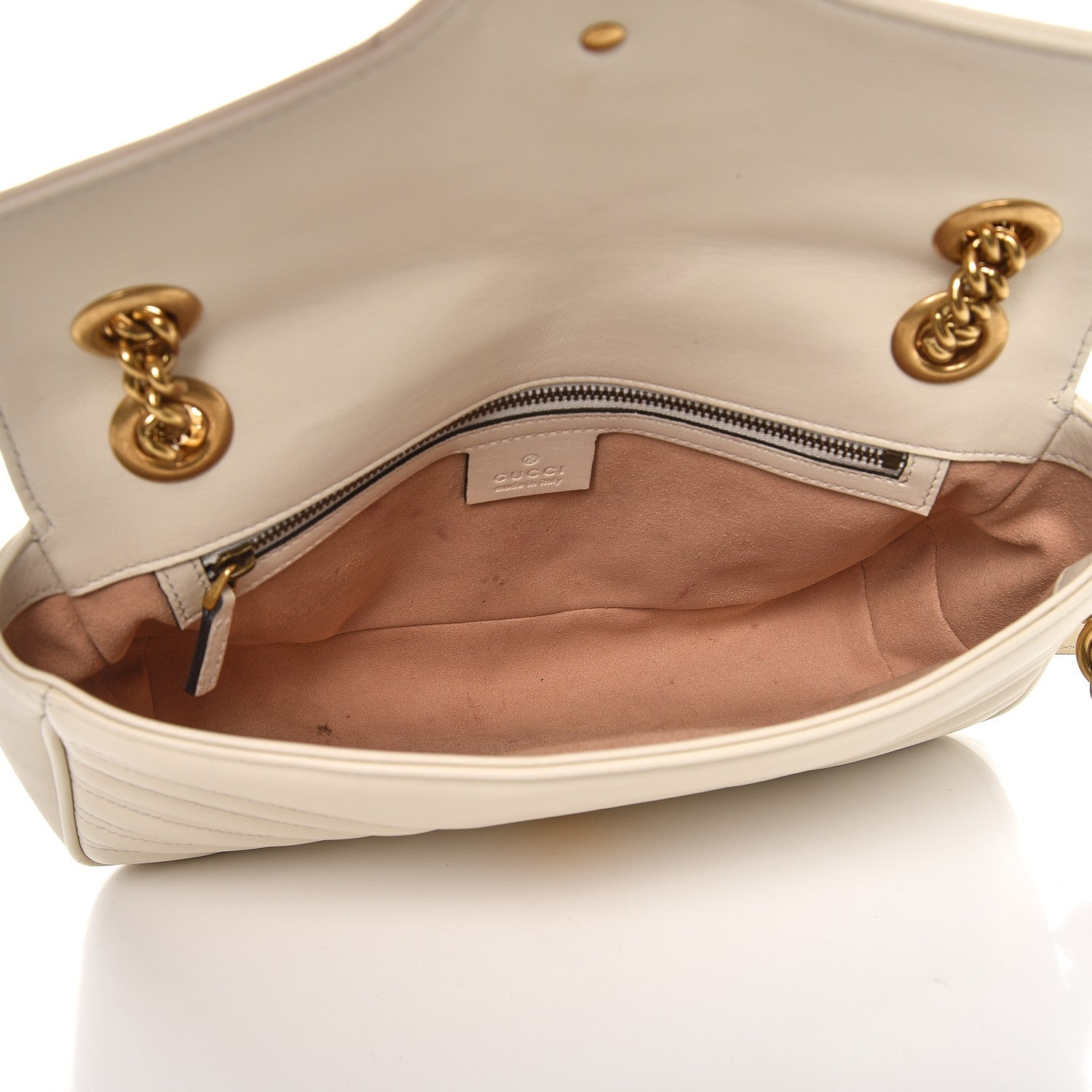 Gucci Calfskin Matelasse Small GG Marmont Shoulder Bag White 4 of 11